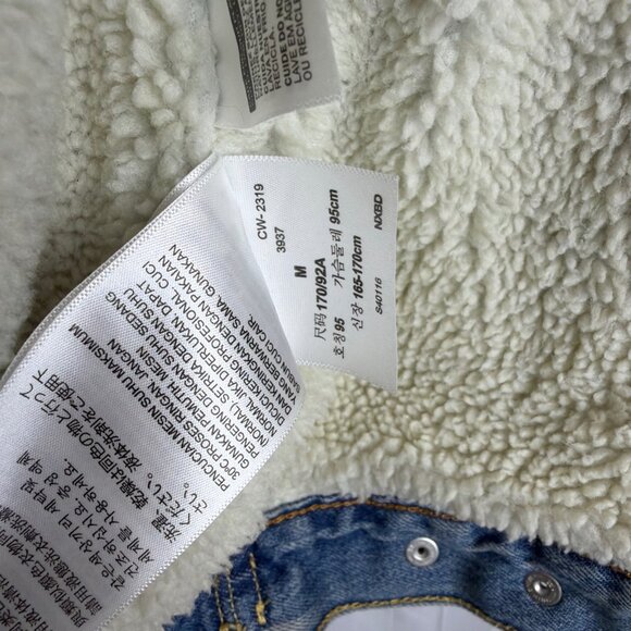 Levis Sherpa Lined Denim Trucker Jacket Size M Blue Cotton Polyester Blend - Picture 10 of 13